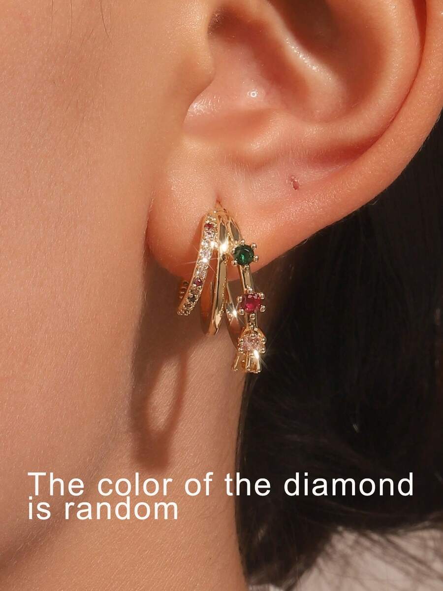 Anting Stud Dekorasi Zirkonia Kubik
