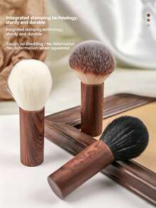 1PC Wood Grain Short Handle Nail Dust Brush, Soft Bristles Nail Cleaning Brush, Multi-Use Manicure & Makeup Tool For Salon Home Use - Multicolor - View 4