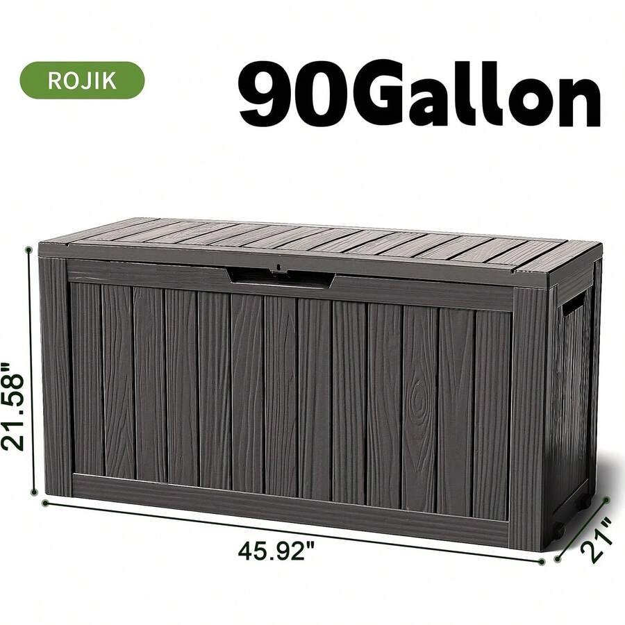 Outdoor Storage Housing Deck Box - Waterproof Patio Furniture, Garden Tools, Cushions, Pool Accessories Storage Bench With Lockable Lid And Side Handles (Black 90 Gal) - A - View 1