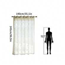 Cortina transparente para exterior com estampa de folhas de outono (1 peça), com design de argolas na parte superior, ideal para gazebo, pátio e varanda. - Branco - Ver 22