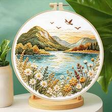 Kit de bordado DIY de paisaje natural, incluye aro de bordado, decoración hecha a mano, regalo de decoración del hogar - multicolor - Ver 9