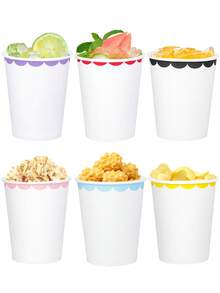 6/20/40 piezas Vasos desechables de papel con borde ondulado y coloridos, vasos para beber de color rojo/rosa/azul/morado/amarillo/negro, vasos para dulces, vasos para postres para uso diario, fiestas de cumpleaños, bodas y decoración, baby shower, celebraciones festivas - Ver 3