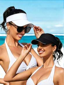 1 Pc Fashionable Sun Protection Visor Cap, Cool Sun Hat Sun Cap For Pool Vacations/ Commutes/Outdoor Fitness/Beach Trips/Hot Weather Outings - Multicolor - View 4