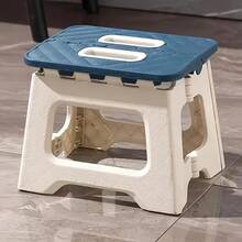 Large Folding Home Stool With Non-Slip Surface, 310 Lbs Load Capacity, Lightweight ABS Plastic Stool - Blue - View 1