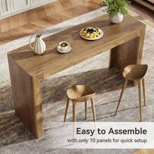 Tribesigns 63" Long Bar Table, Counter Height Pub Dining Table For 4-6, Modern Home Bar Unit, Rectangular High Top Table For Kitchen, Dining Room, Bistro, Balcony - Brown - View 6