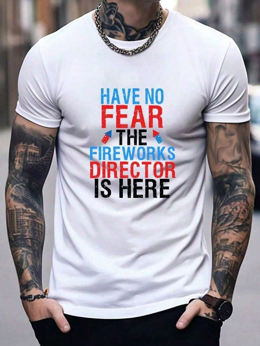 Men's Graphic T-Shirt With Slogan - White - View 1