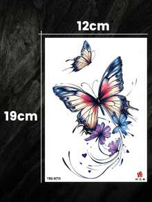 2 hình xăm tạm thời chống thấm nước hình hoa, chữ và bướm gợi cảm, có thể giữ được 3-5 ngày trên da, thích hợp cho tiệc tùng, làm quà tặng, du lịch, dễ dán và dễ gỡ bỏ, hình xăm nghệ thuật dùng một lần. - màu đen - Xem 8