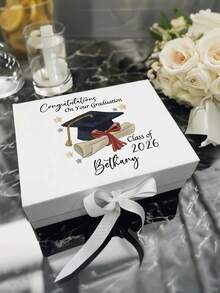 1pc Customized Name Ribbon Gift Box, Foldable Magnetic Gift Box, Suitable For Wedding And Bridesmaid, Personalized Gift Box Lid, DIY Birthday And Bridal Gift Box With Ribbon - Multicolor - View 2
