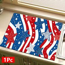 1pc Abstract American Flag Pattern Absorbent Dish Drying Mat, Home Decor, Dish Drying Pad, Espresso Machine Countertop Absorbent Mat, Sink Drain Mat, Soft Faucet Absorbent Mat, Sink Cup Mat, Kitchen & Bathroom Accessories - Multicolor - View 14