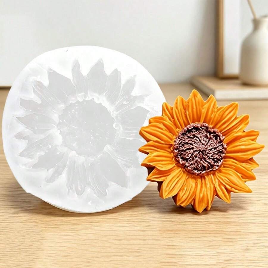 1pc Small & Medium Size Flower Sun Sunflower Shaped Silicone Mold, Suitable For Clay, Soap, Resin, Plaster, Etc. DIY Silicone Mold - Small and Medium-sized Sunflower Mold - a - View 1