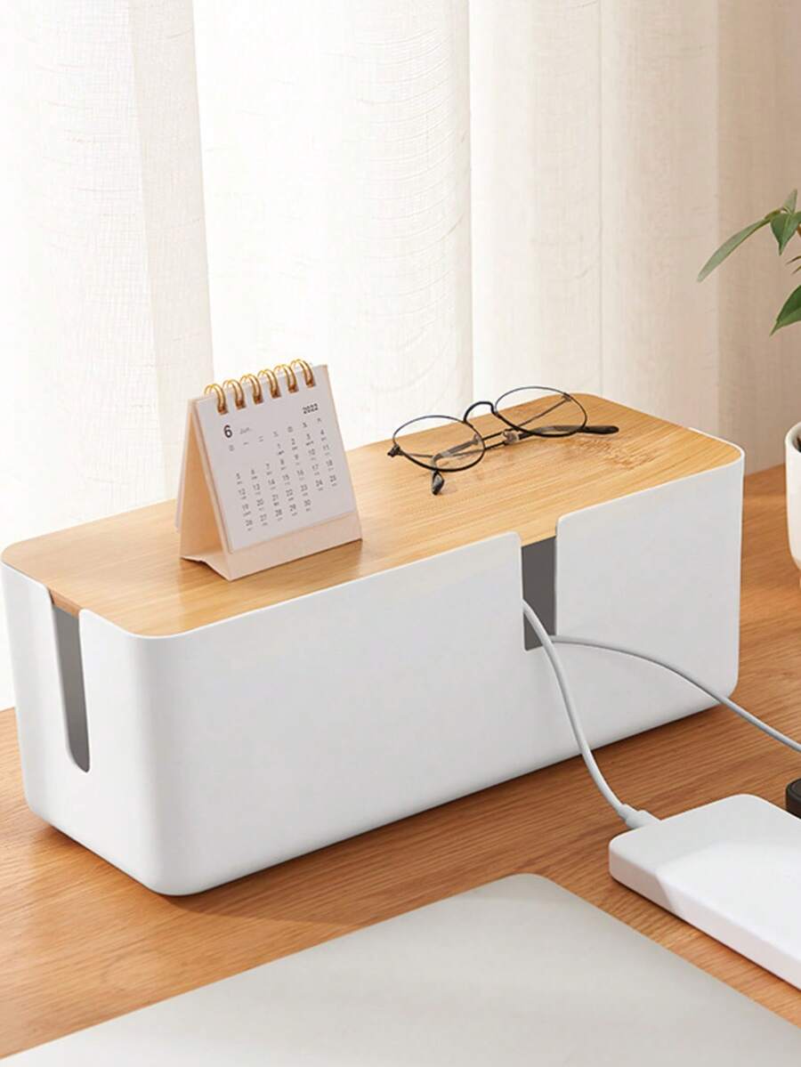 1pc Desktop Power Strip Storage Box, Charger Outlet Socket Cable Organizer For Living Room - Multicolor - View 1