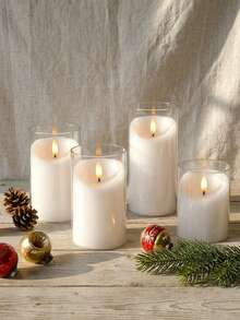 3 piezas Luces de velas sin llama con control remoto y temporizador, velas LED de deseos, alimentadas por batería, luces de atmósfera romántica, luces de velas LED electrónicas sin humo, luces de decoración navideña de luz cálida, adecuadas para Navidad, Día de San Valentín, Halloween, Día de la Madre, Día de San Valentín, atmósfera festiva, mesa de comedor, arreglo de atmósfera del hogar, decoración de escritorio y encimera, propuesta de confesión, fiesta de cumpleaños - transparente - Ver 4