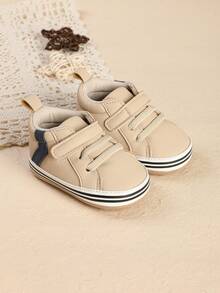 1 Pair Newborn Infant Boy Solid Color Casual Versatile Flat Anti-Kick Sports Shoes Suitable For Spring And Autumn - Apricot - View 2