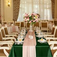 1pc Solid Deep Purple Satin Tablecloth, Rectangular Shiny Satin Tablecloth, Smooth Fabric Tablecloth, Suitable For Weddings, Banquets, Parties - Dark Green - View 6