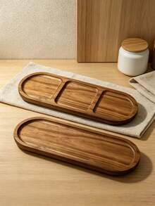 6pcs Oval Shaped Divided/Non-Divided Serving Trays, Breakfast Trays, Wooden Trays, Food Trays, Kitchen Trays, Cheese Trays, Dessert Plates, Wooden Trays, Trays, Dining Plates, Suitable For Bread, Cake, Sushi, Fruit And Appetizers, Kitchen Accessories And Tools, Suitable For Weddings, Parties, Birthdays, Restaurants, Kitchens And Various Holidays. - View 2