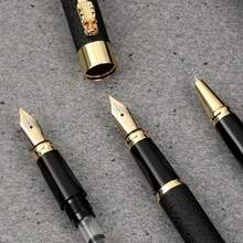 Bộ quà tặng 3 bút máy vòi kim loại - Ba cỡ ngòi 0.38mm/0.5mm/1.0mm, kèm 20 túi mực đen thay thế, viết trơn tru không bị ngắt quãng, mực ra đều, thích hợp cho văn phòng, học tập và các dịp kinh doanh, một món quà tuyệt vời. - Bộ - Xem 8
