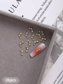 36pcs Nail Charms Nails Nail Supplies Summer Sky Connected Stars Gold Silver White K Nail Charms,Simple And Luxurious French Metal Nail Supplies Valentine's Day, Shiny Rhinestones Nail Gems,Suitable For Multi-Functional DIY Accessories Nail Decoration - Multicolor - View 9