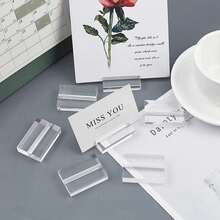 1-10pcs Wedding Acrylic Name Card Holders, Transparent Table Number Stands, Banquet Dinner Home Party Event Decoration Name Card Display Rack - A - View 1