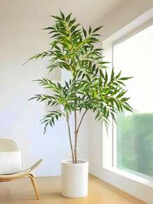 1 Stück künstliche 3-Zweig Ficus Lyrata, große stehende künstliche Grünpflanze im Topf für das Wohnzimmer, realistisch haptische Blätter, lichtecht, nordischer Stil künstlicher Baum (Topf nicht enthalten), ideal für Heimdekoration-Enthusiasten und neue Hausrenovierung, Einweihungsgeschenk - kein billiges Plastikgefühl, fotogen und stilvoll (zufälliger Stil versendet, bitte vor der Bestellung bestätigen) - Grün - Übersicht 9