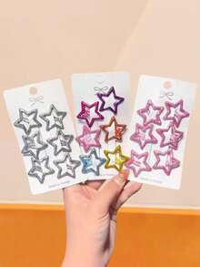 12/24/36/60pcs Mixed Glitter Y2K Star Hair Clips Set, Basic Durable Non-Damaging Hair Accessories, Sweet Cute Hair Clips - Suitable For Women And Girls, Daily Wear, Dating, School, Vacation, Performance, Party - Multicolor - View 3