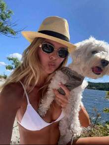 1pc Handmade Woven Panama Cowboy Wide Brim Hat, Bohemian Style Beach Straw Hat, Sun Hat, Casual Windproof Hat For Beach, Designed For Back To School Season, Random Edge Rope Color, Suitable For Vacation Travel - A - View 2
