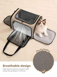 Powcan 1PC foldable pet carrier bag for portable storage, suitable for traveling with pets, suitable for dogs and cats weighing up to 20 pounds, with breathable mesh panels and zipper opening, 光 盤cars, commuting, outdoor picnics, camping, veterinary examinations, a must-have for pet lovers - 彩色 - 查看 3