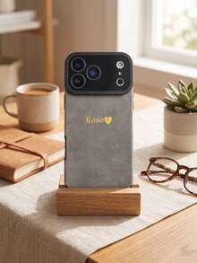 Capa de telemóvel personalizada compatível com iPhone 17 16 15 14 13 12 11 Pro Max 17 Air 14 15 16 Plus, iniciais e nome personalizados, letras douradas gravadas 3D DIY, capa traseira com tecnologia de estampagem a quente, luxo coreano, couro fosco, capa à prova de choques, capa de couro, presentes de festival para casais, amigos, família, você mesmo e crianças - Cinza escuro - Ver 4