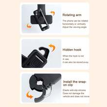 1 chiếc giá đỡ điện thoại xoay 360 độ cho ghế sau ô tô, kẹp gắn điện thoại điều chỉnh được cho tựa đầu ô tô. - Một kích cỡ phù hợp cho tất cả - Xem 11