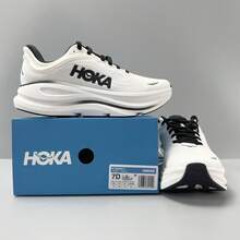 Hoka One One Bondi 9 道路跑鞋，透氣、輕量、緩震、防滑，適合四季穿著，白色，全天舒適 - 白黑色 - 查看 9