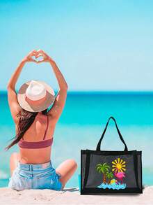 Juego de Bolsas de Malla de Gran Capacidad, Bolsa de Malla con Estampado de "Playa", Bolsa de Playa de Malla, Bolsa de Cosméticos de Malla, Bolsa de Playa Plegable de Gran Capacidad, Imperme - Multicolor 13 - Ver 6