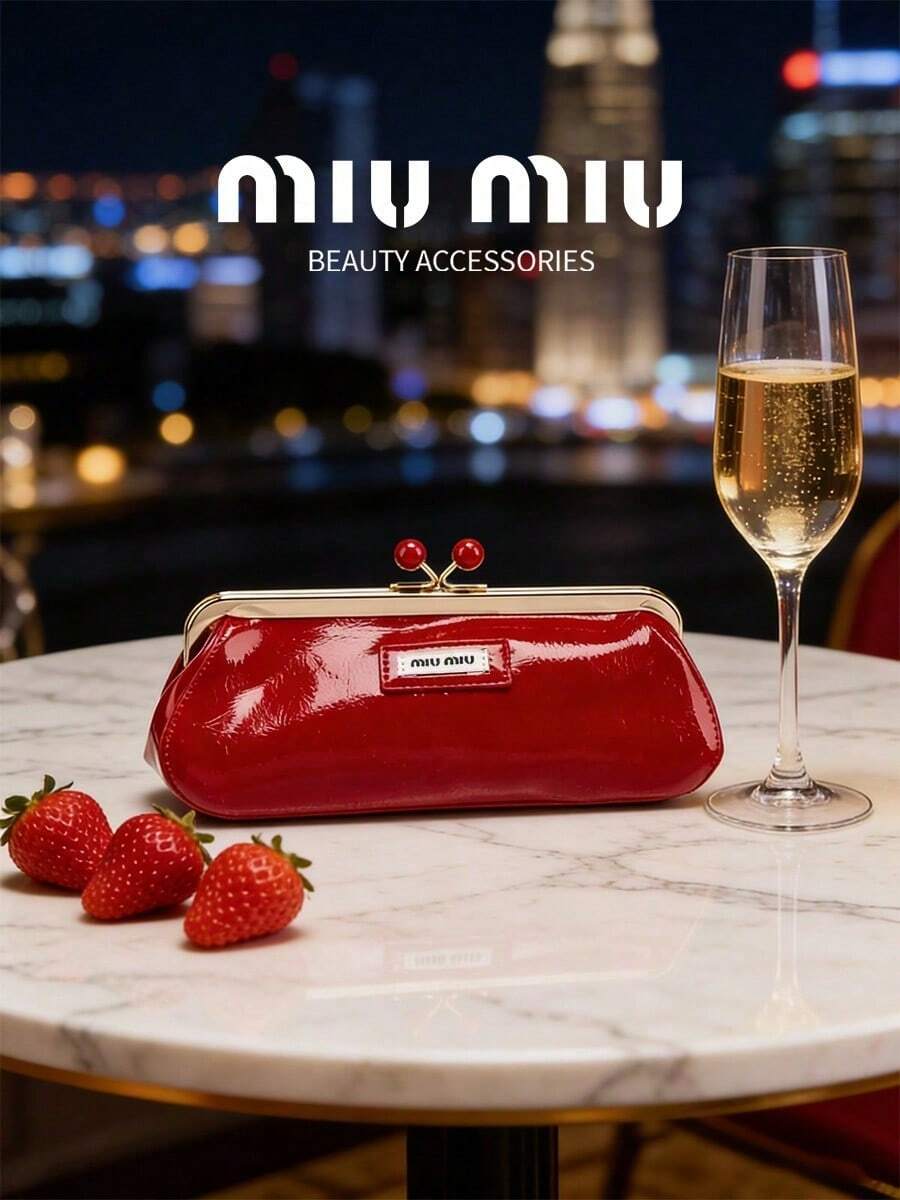 Miu Miu Túi đựng mỹ phẩm Kiss cổ điển, túi trang điểm du lịch tiện dụng có khóa bấm, túi đeo chéo, thích hợp cho tiệc sinh nhật, dã ngoại, làm quà tặng cho bạn bè và gia đình, quà Giáng sinh. - Đỏ - Xem 1