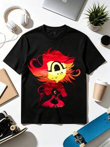Niffty Sunset Silhouette T-Shirt. Soft Fabric, Loose-Fitting, Everyday Casual T-Shirt. - Black - View 1