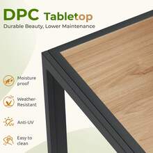 Square Patio Table With Metal Frame, Non-Slip Outdoor Dining Table For Small Balconies, Anthracite Garden Table 75*75*72 Cm, DPC Balcony Table - Gray Frame + Teak Color - View 4