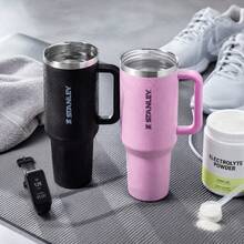 2 Pack Stanley 40 Oz Quencher ProTour Flip Straw Tumbler Leakproof Insulated Stainless Steel Travel Mug | Perfect Valentines Day Gifts For Her Him, Mothers Day Christmas New Year Presents For Women Men, Birthday Rose Gold Cup Set - màu đen - Xem 3