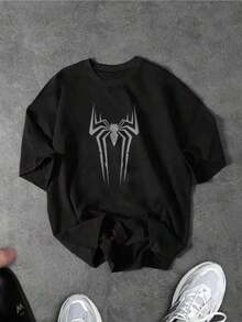 New Men's Short-Sleeve Tops,With A Spider Pattern,Suitable For Daily Wear By Couples.Whether It's A Weekend Getaway Or A Gathering With Friends,These Are All Perfect Choices.Summer Essentials - Black - View 1