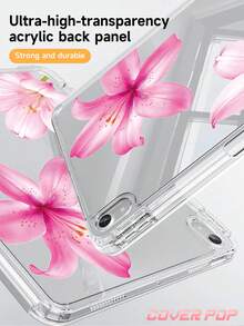 粉色木槿花平板保護殼附筆筒，可愛花卉圖案保護殼，適用於 iPad Air 4/5、7/8/9、11代 A16 2025 及 Galaxy Tab A9/A9 Plus，女孩開學完美禮物 - 彩色 - 查看 5