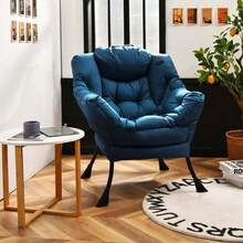Sillón Individual Moderno de Tela de Poliéster Lifezeal con Bolsillo Lateral, Azul Marino/Beige/Gris/Marrón - Azul marino - Ver 5