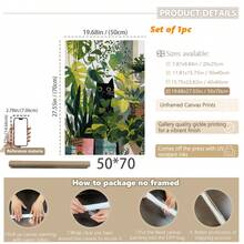 1 pieza Arte de pared en lienzo con gato negro escondido en plantas de la jungla, impresión bohemia tropical de Monstera y plantas de interior, decoración de pared verde minimalista única para amantes de los gatos, adecuada para sala de estar, dormitorio, oficina y apartamento, obra de arte de decoración del hogar única, también un gran regalo, decoración del hogar, decoración de la habitación, decoración del baño, decoración de la sala de estar, decoración del dormitorio, decoración de la cocina, decoración de la oficina, póster de apartamento - A - Ver 13