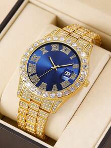 2 Pieces / 3 Pieces6-Piece / 9-Piece Men's Quartz Watch Sets In Hip-Hop Style With Rhinestone Inlays, Ideal Gift Choices. - Multicolor - View 9
