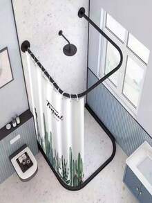 Adjustable 304 Stainless Steel U-Shaped Shower Curtain Rod - Easy Wall-Mounted Corner Rod For Bathtub, Space-Saving Design, Durable Rust-Resistant Metal, Suitable For Standard Shower - B - View 4