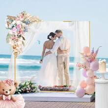 1Set 300*300cm Square Metal Balloon Arch Stand, Wedding Arches For Ceremony, Rectangular Backdrop Stand For Anniversary Wedding Birthday Party Bridal Shower Gender Reveal Party Decoration Home Decor Courtyard Decoration(Slight Scratches. Please Do Not Purchase If You Mind.) - 1PC - View 3