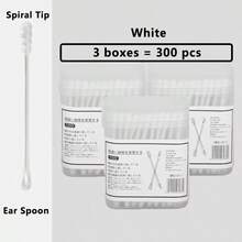 二合一棉签，一次性清洁棉签，螺旋头和耳勺设计，适用于耳部清洁、个人护理、化妆和卸妆 - 含收纳盒 - 查看 15