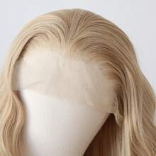 ZigZag Hair 13x4 Inch Lace Front Synthetic Wig, Wavy Texture, Beige & Gold Color, Pre-Trimmed Hairline, Heat Resistant Fiber, Suitable For Party, Daily Wear, Cosplay, Halloween - Blonde Highlight - View 4