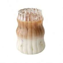 Bộ 4 cốc cà phê thủy tinh dung tích lớn 530ml, cốc uống cà phê đá, trà, nước ép đẹp mắt. Cốc cà phê & trà độc đáo, thiết kế lượn sóng/gân hiện đại, cốc uống đồ lạnh mùa hè. Đồ dùng quầy bar. Quà tặng sáng tạo dành cho phụ nữ. Vật dụng nhà bếp thiết yếu. - Nhiều màu - Xem 11