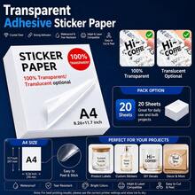 A4 Clear Sticker Paper, Printable Transparent Adhesive Vinyl For Inkjet Printer, Waterproof Tear Resistant DIY Labels & Decals, 10 20 50 Sheets - A - View 7