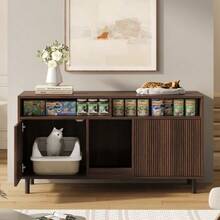 Pet Furniture With Litter Tray And Sand-Proof Mat, Pet Furniture With Shelf, Sideboard/TV Stand For Pets, Without Litter Tray, 120 X 50 X 66 Cm, Walnut Color - one-size - View 2