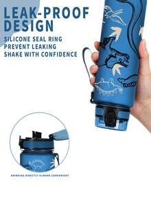 1件 750ml/26oz 恐龍主題運動水壺，3D列印，防漏且耐摔，一鍵彈蓋，附便攜掛繩，戶外旅行水壺，露營與野餐理想選擇，夏季必備，節日與生日禮物 - 彩色 - 查看 3