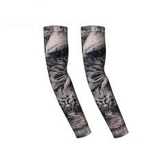 Men Summer Outdoor Cycling Motorcycle Tattoo Printed Ice Silk Sun Protection Arm Sleeves, Breathable Cooling Arm Covers For Daily Shading Use - Multicolor - View 20