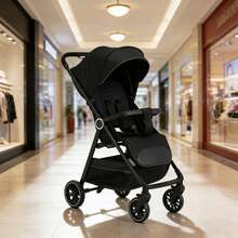 Lightweight Baby Stroller, Foldable Stroller, Widened Sunshade With Zipper, One-Touch Collection, Adjustable Backrest, Breathable Mesh, Easy To Carry, Suitable For Travel - Black - View 1