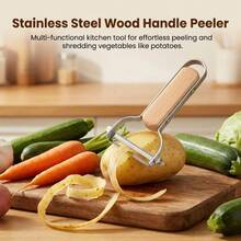 Stainless Steel Multi-Function Vegetable Peeler With Wooden Handle Kitchen Grater Tool For Home Cooking - Multicolor - View 1